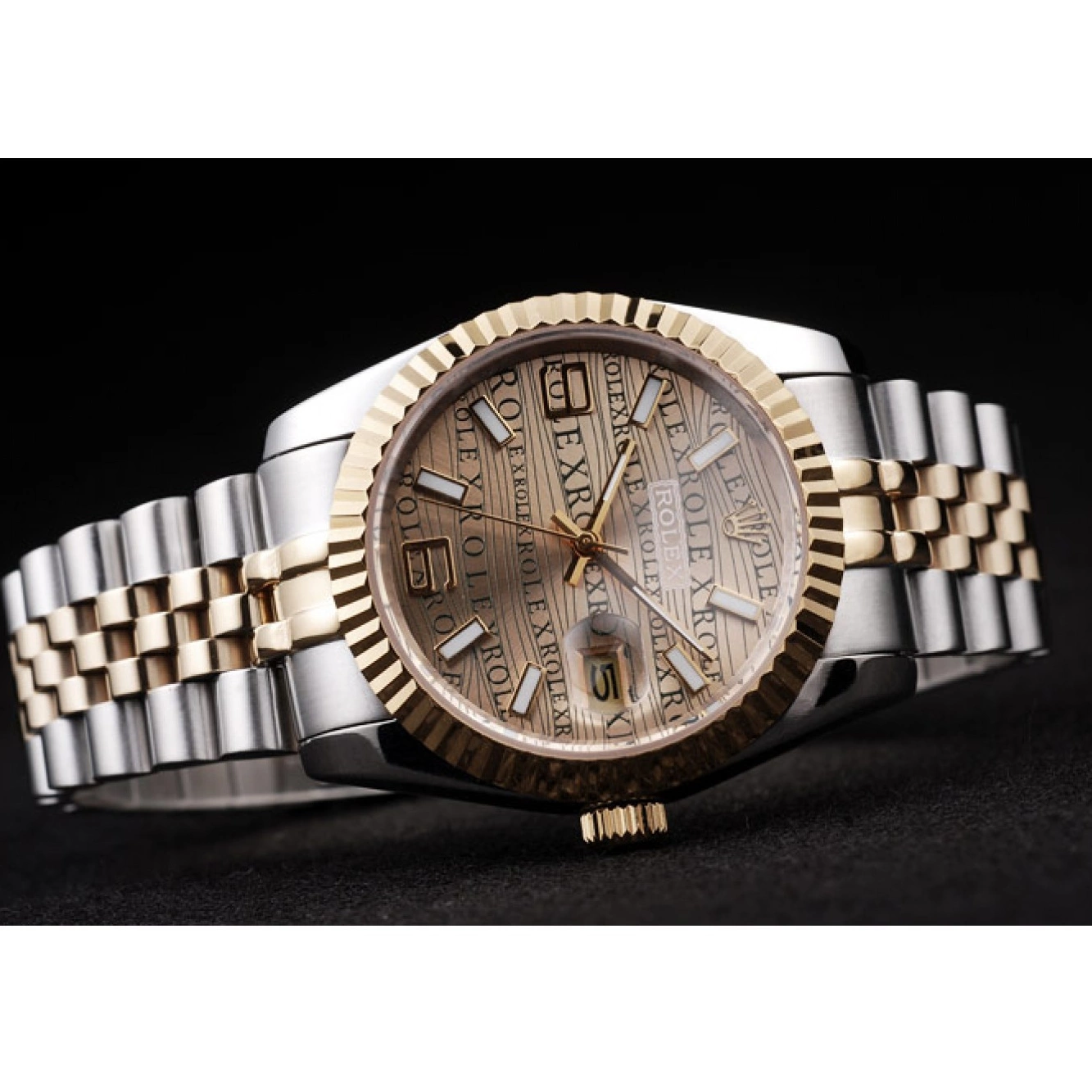 Rolex aaa copy Steel 18k Rolex Gold Stainless Two DateJust PlatedGold Dial Tone 0814